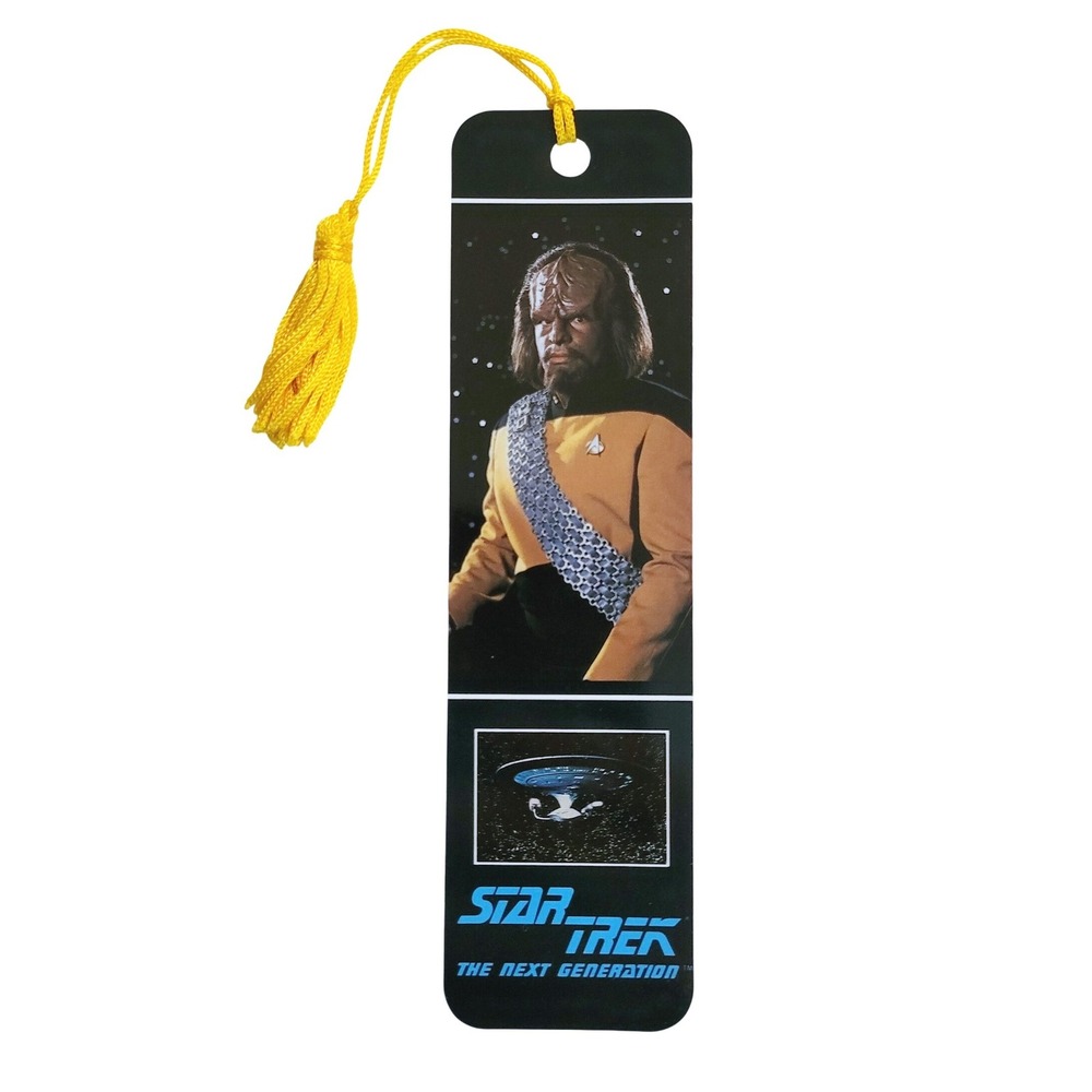 Vintage 90s Lt. Worf Star Trek Bookmark- Michael Dorn Next Gen- 1992 Antioch USA